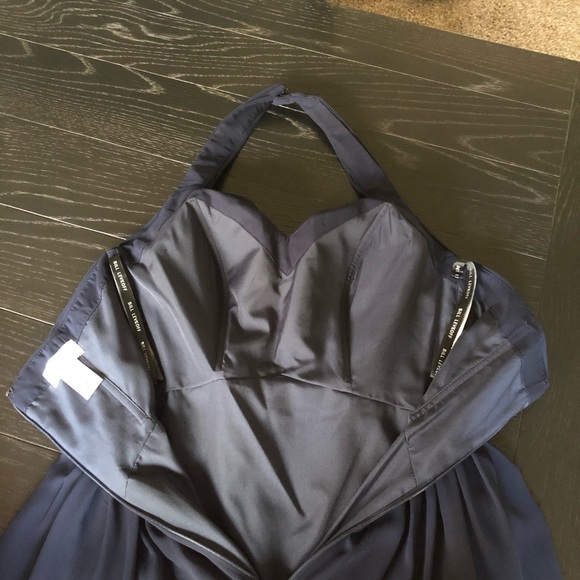 Bill Levkoff Navy Halter Bridesmaid Dress - Picture 9 of 13